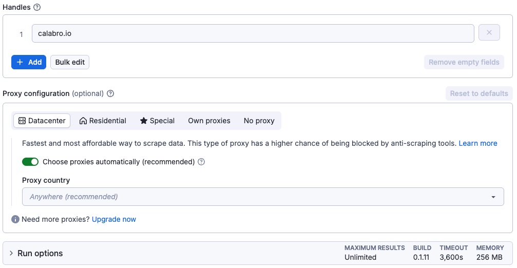Bluesky Follower Scraper input