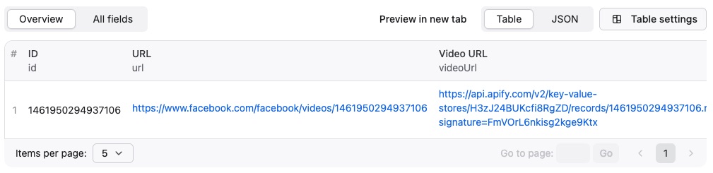 Facebook Video Downloader output