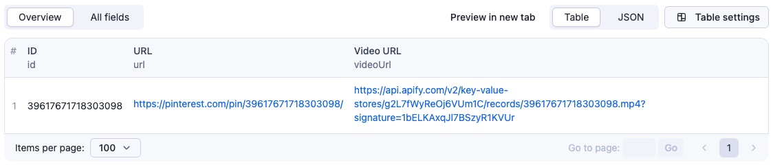 Pinterest Video Downloader output