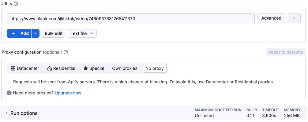 TikTok Video Downloader input