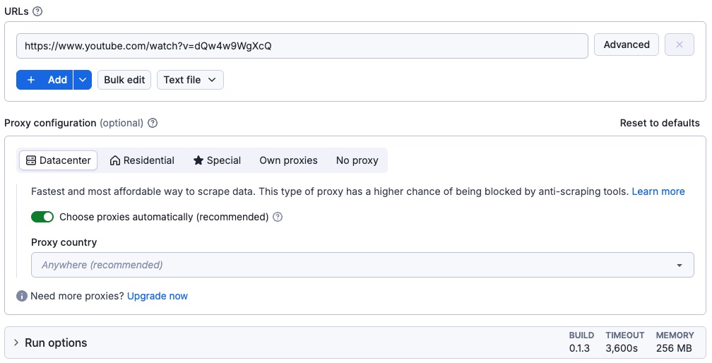 YouTube Video Downloader input